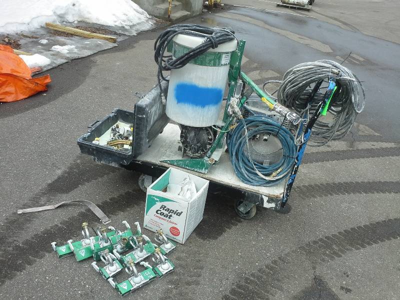 lot 308 image: Apla-Tech Drywall Taping Heads, Pump, Compressor and Hopper