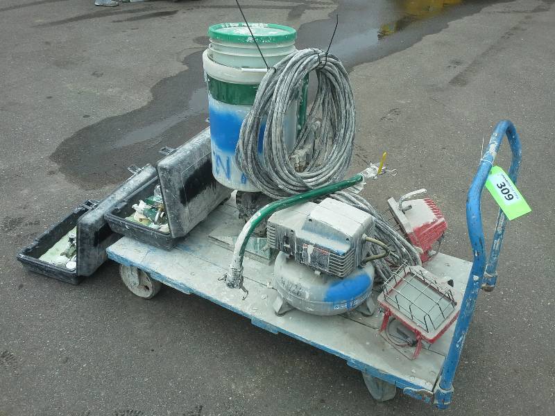 lot 309 image: Apla-Tech Drywall Taping Heads, Pump, Compressor and Hopper