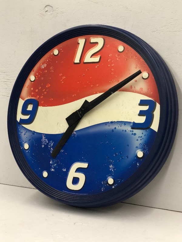 lot 5 image: Pepsi 36 Wall-Hung Clock, Has One ...