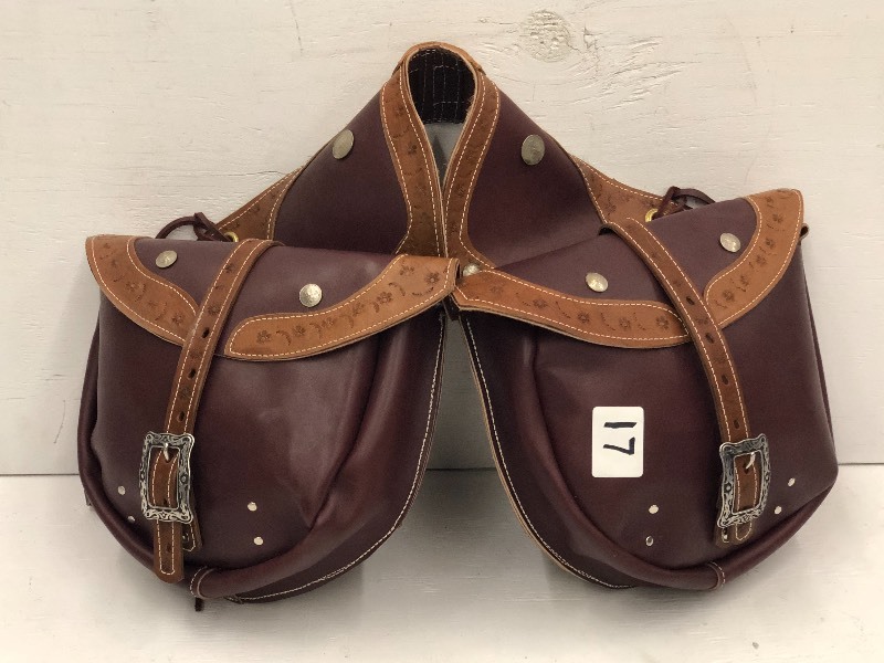 lot 17 image: Leather Motorcycle Saddle Bag With ...
