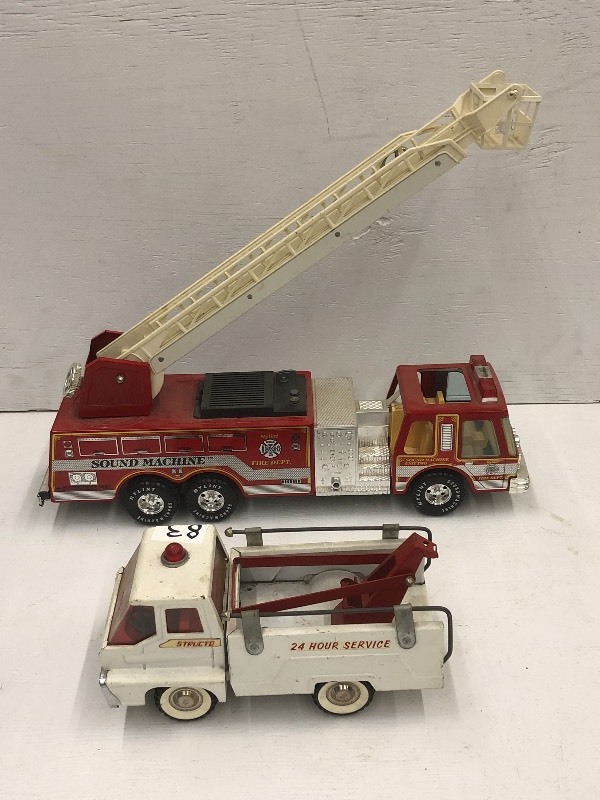 lot 83 image: (1) Vintage Tin Fire Truck & (1) Vi...