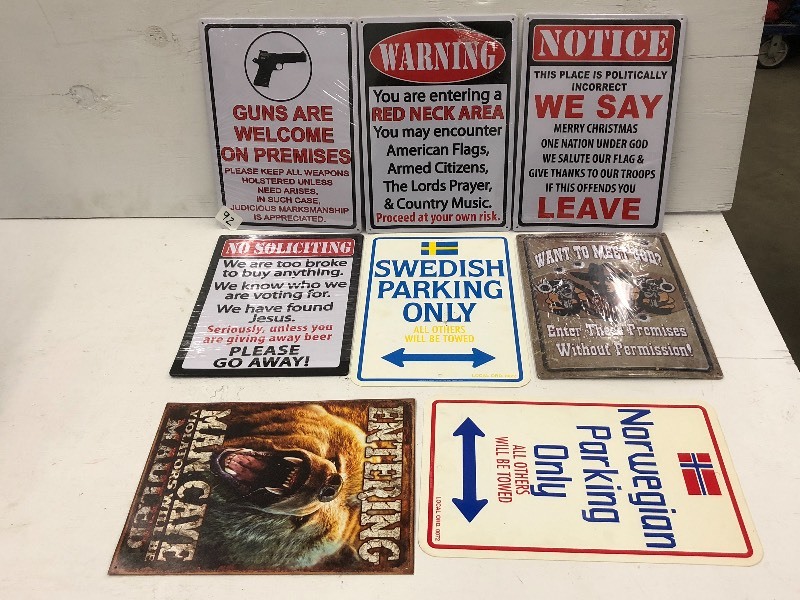 lot 92 image: Lot Of (8) Property Warning  Man-C...
