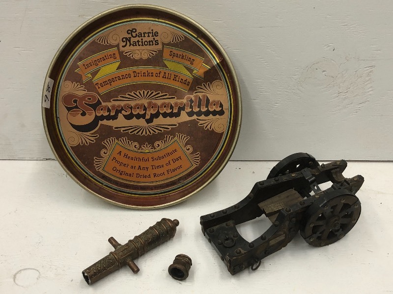 lot 98 image: (1) Sarsaparilla Tin Tray & (1) Can...