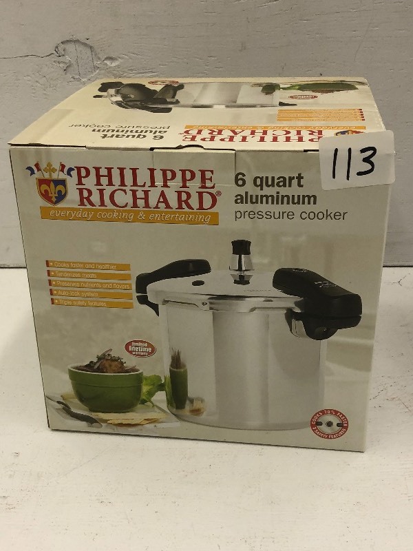 lot 113 image: Unused 6-Quart Aluminum Pressure Co...