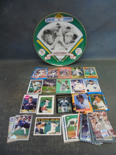 Autographed Roger Clemens Plate & Baseball Cards