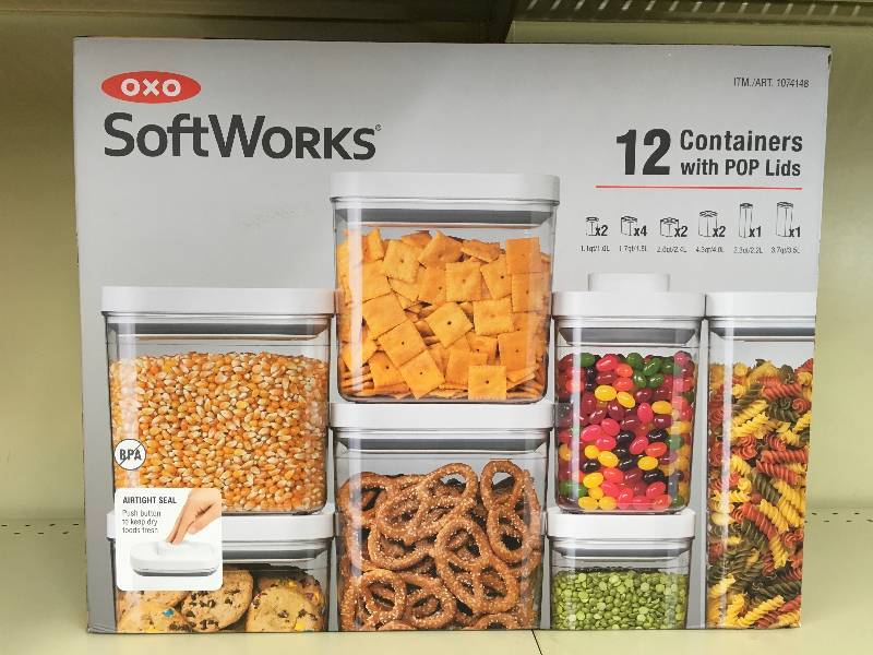 OXO 12PC POP SET P12, RETAIL $79.99 TWO CONTAINERS BROKEN