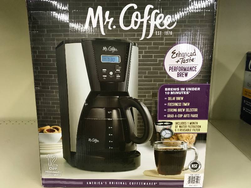 MR. COFFEE 12-CUP BREWER, RETAIL $29.99