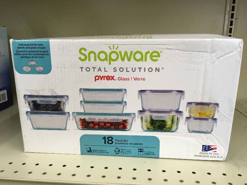 SNAPWARE PYREX 18PC GLASS, RETAIL $29.99