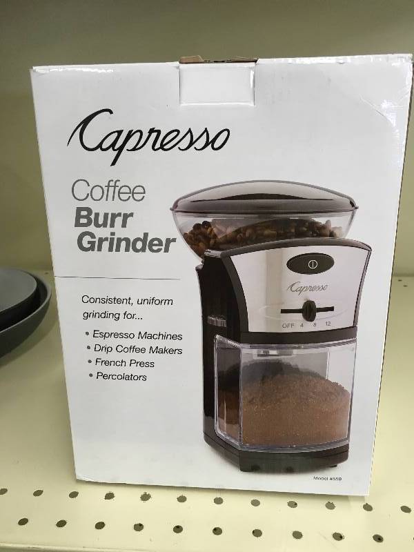 CAPRESSO COFFEE GRINDER, RETAIL $29.99