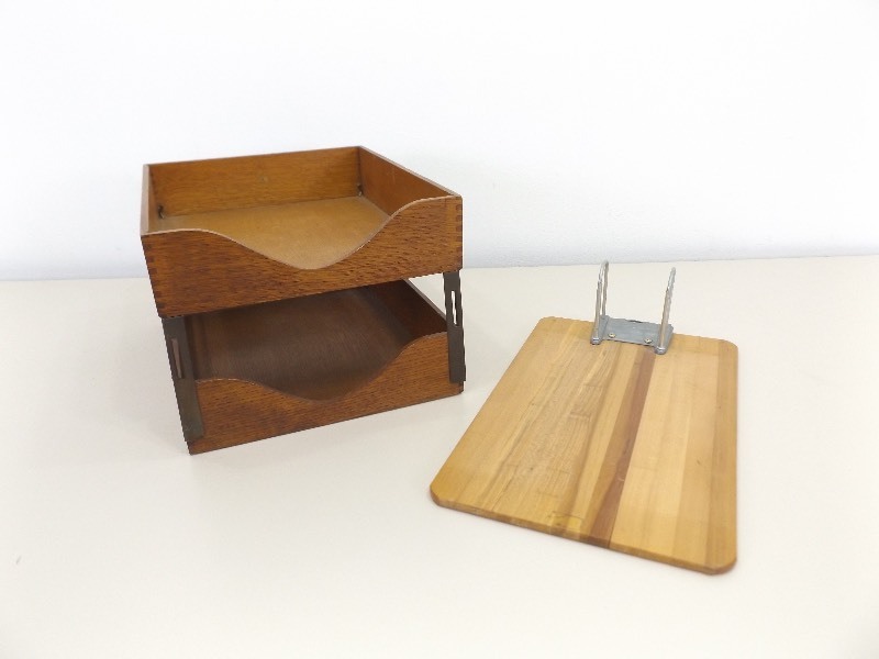 Vintage Wood Globe Wernicke Desk Tray, and Clipboard&nbsp