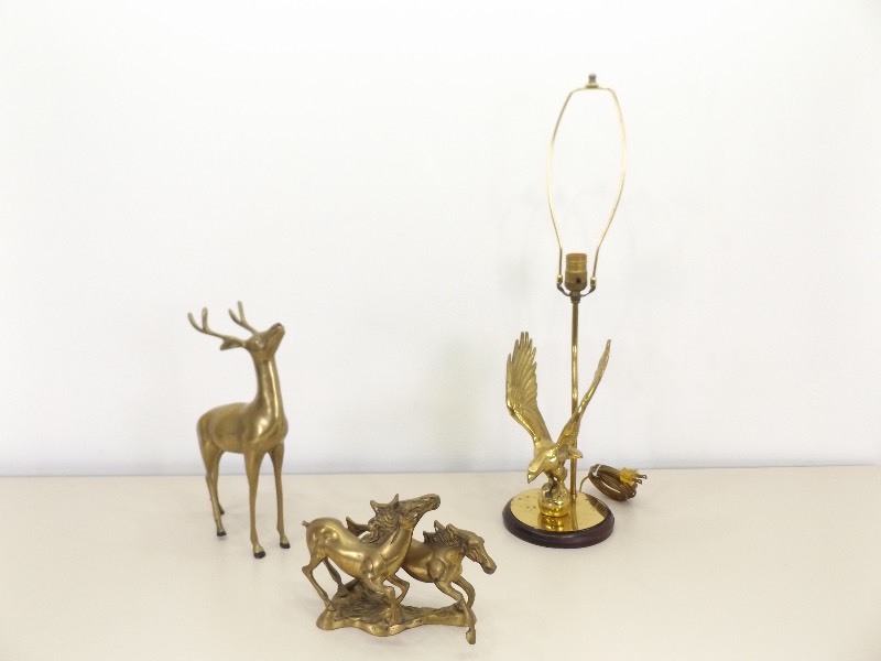 Solid Brass Figurines, and Lamp
