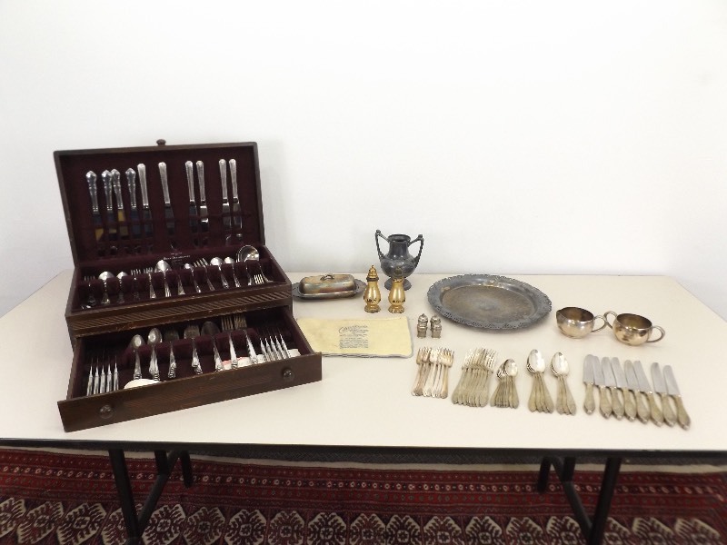 Large Lot of AntiqueVintage Silver Plate, etc. Flatware and Dishes