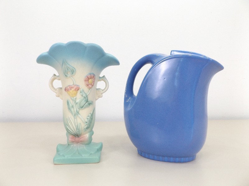 Vintage Hull Pottery Vase, and Hall China Co. Pitcher&nbsp
