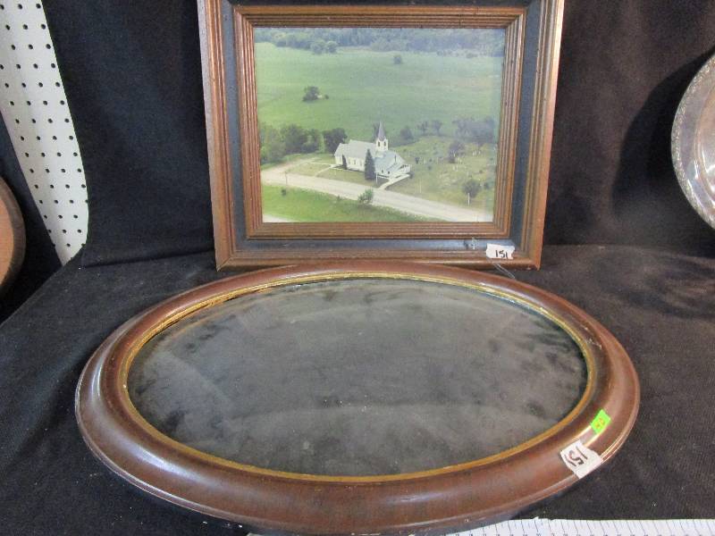 Vintage Oval Frame and Church Picture