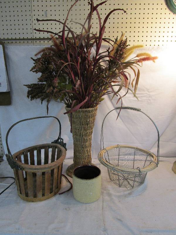Basket, Planter and Flowers