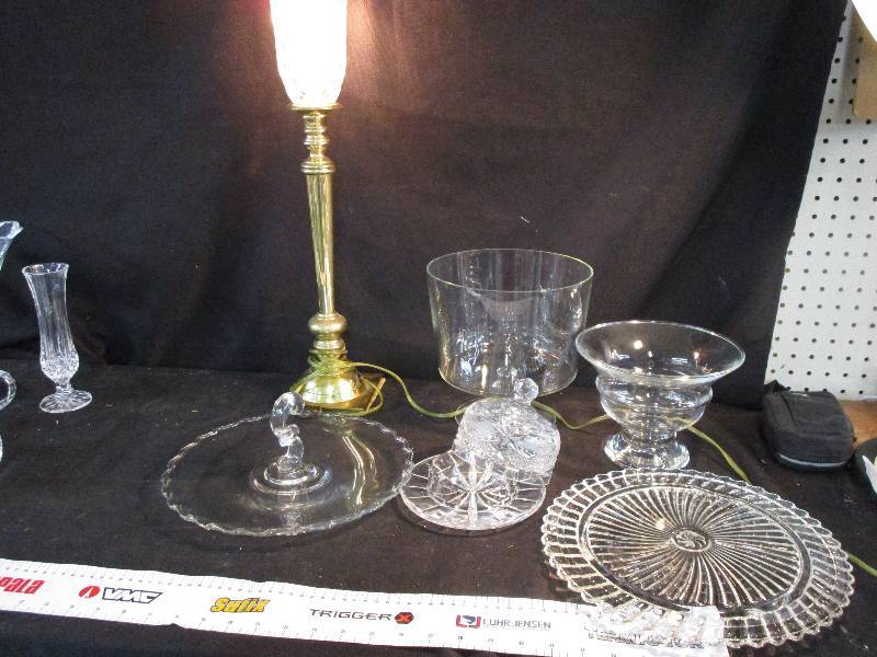 Assorted Glassware and Lamp