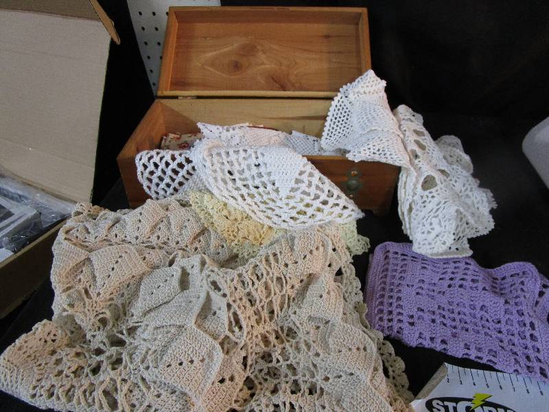 Swivel Swifter Unused and Box with Doilies and Misc