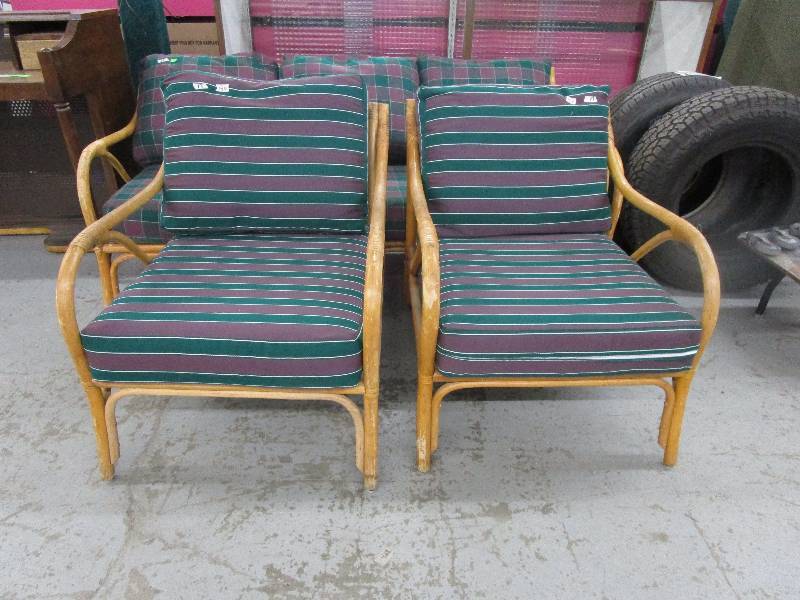 Bamboo Couch and 2 Chairs