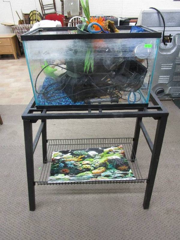 Fish Tank and Metal Standand al the Decoratives  10 Gallon