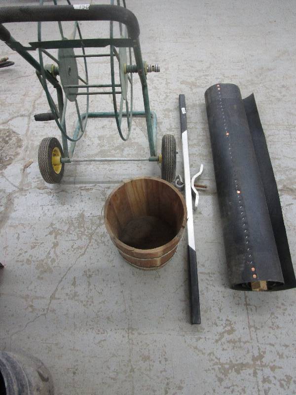 Conveyor Belt, Snowmobile Tie Down, Hose Reel & Woor Barrel Planter