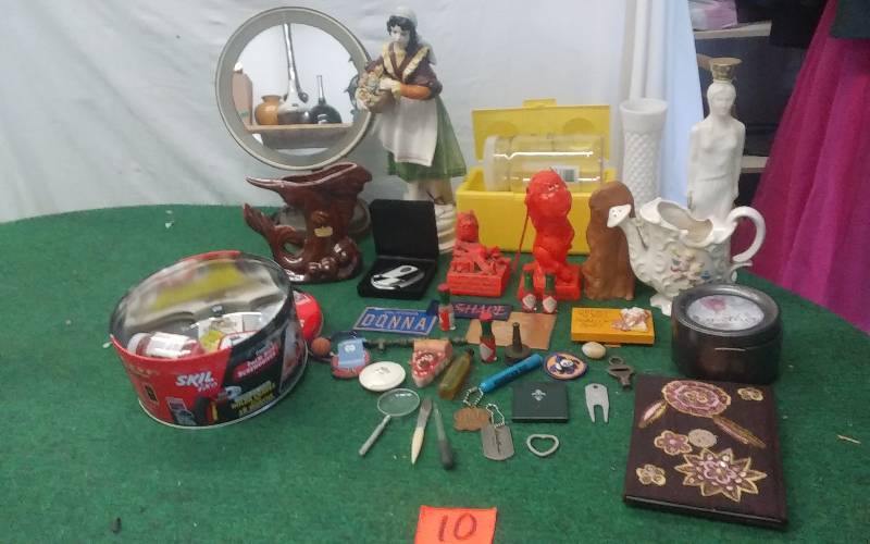 lot 10 image: Lot Of Miniatures & Collectibles, Lighted Mirror, Haeger Pottery, Misc