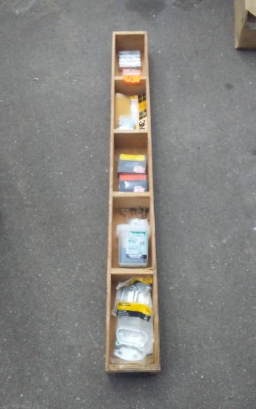 lot 5 image: Long Wood BinBox With Hardware, Screws, Nails
