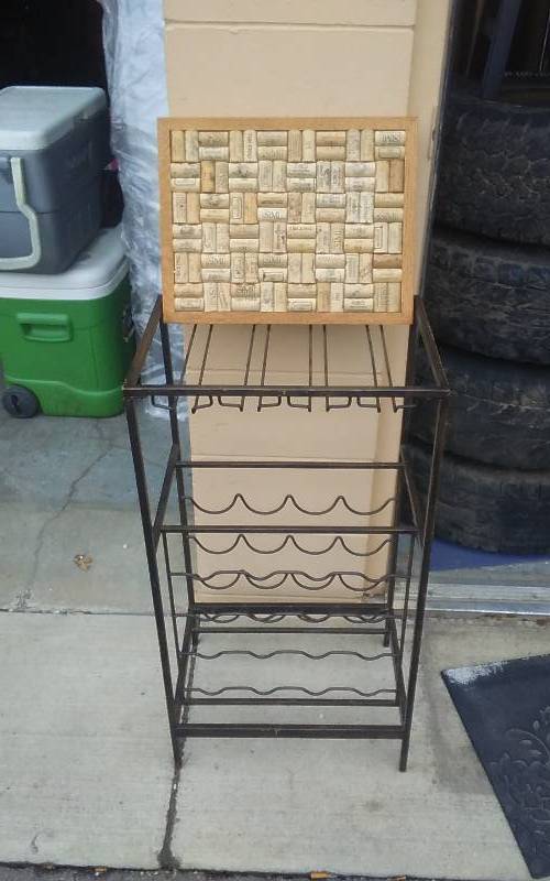 lot 22 image: Wine Bottle Rack, With Cork Trivet & Goblet