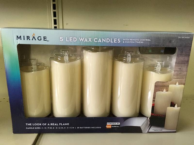 MIRAGE 5PC LED CANDLES, RETAIL $39.99