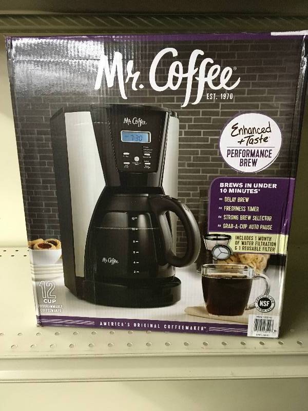 MR. COFFEE 12-CUP BREWER, RETAIL $29.99