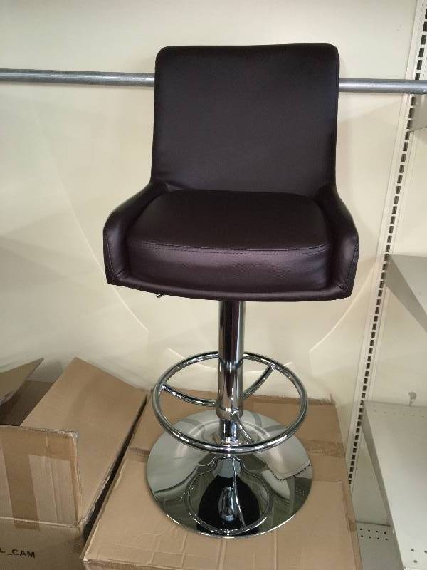 PAIR (2) BROWN BAR STOOLSCHAIRS WITH CHROME BASES, RETAIL $229