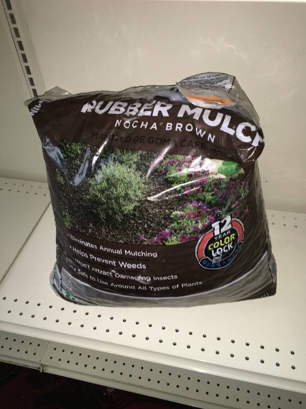 RUBBER MULCH BROWN 1.5CFT, RETAIL $8.99