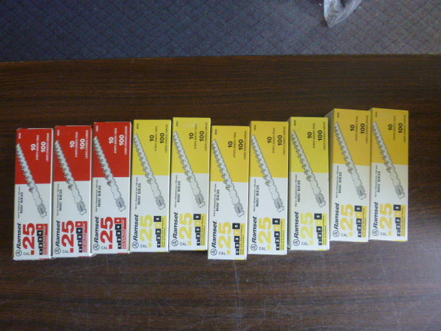 10 Boxes of Ramset .25 Cal. #4 Loads