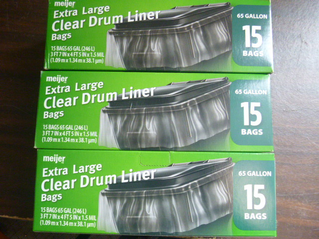 3 Boxes of Meijer Extra Large Clear Drum Liners