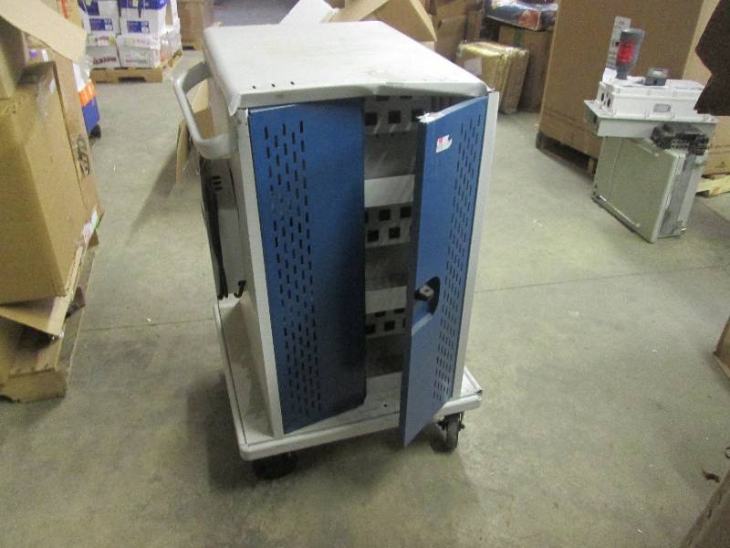 lot 12 image: rack on wheels with power supply po...