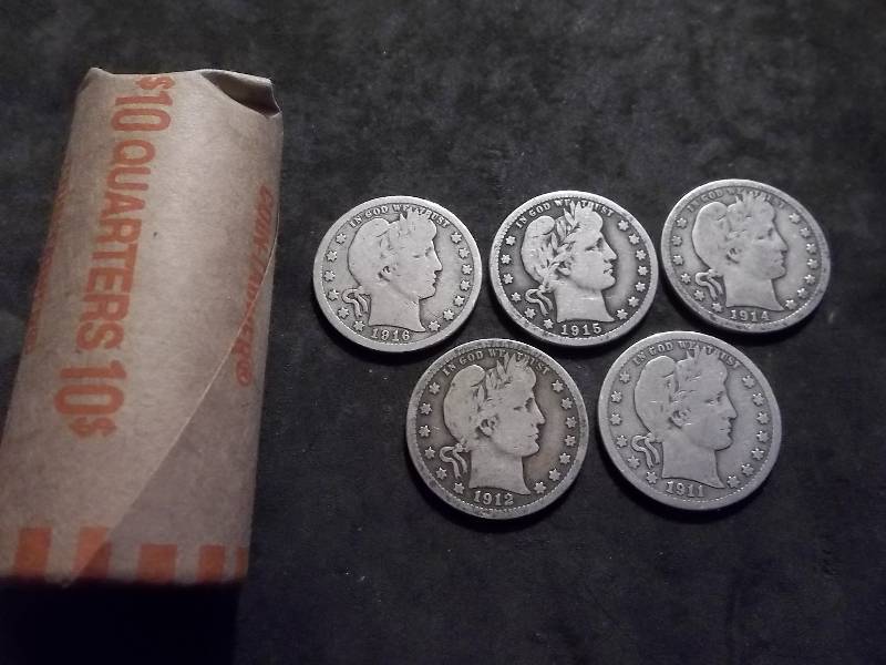 Full Roll Of Barber Quarters (40 In Coin Wrap) See Samples