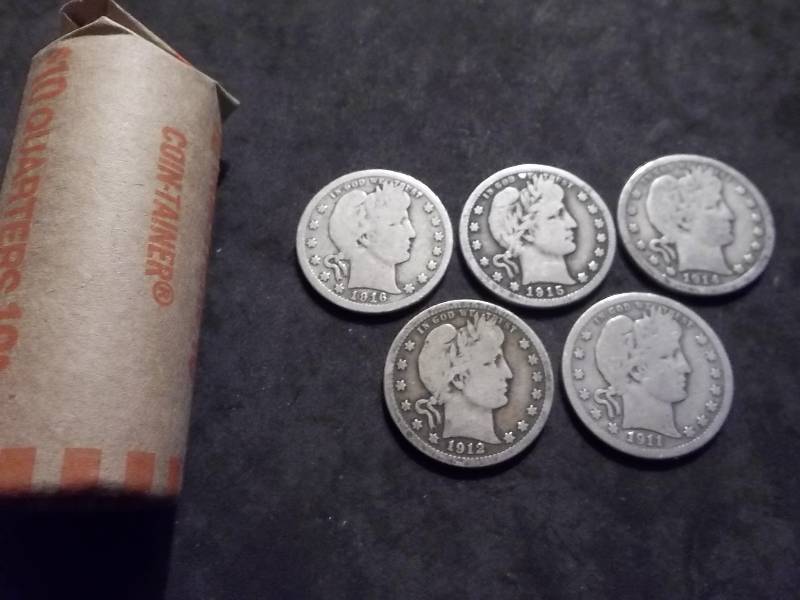 Full Roll Of Barber Quarters (40 In Coin Wrap) See Samples