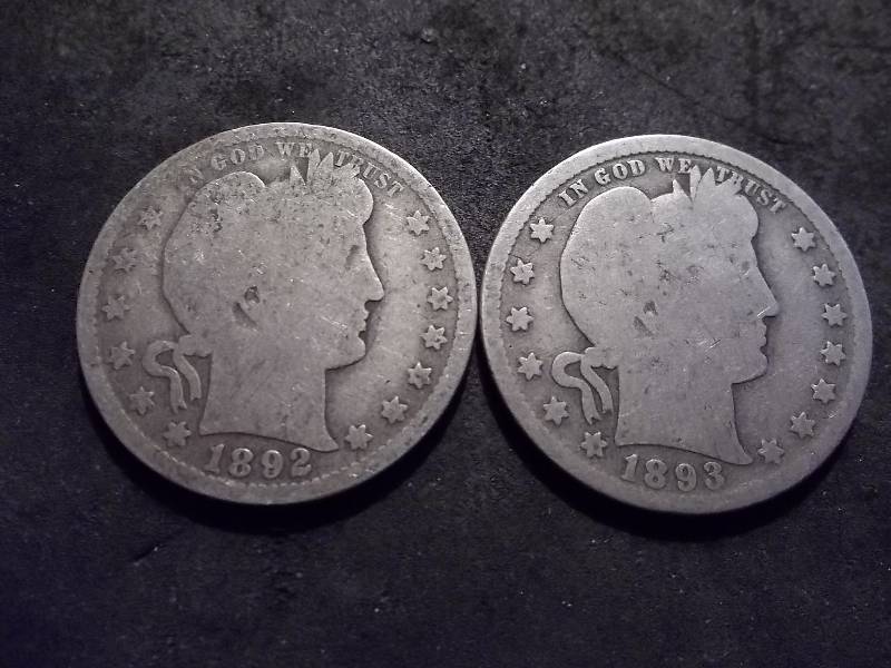 1892, 1893 Barber Quarters