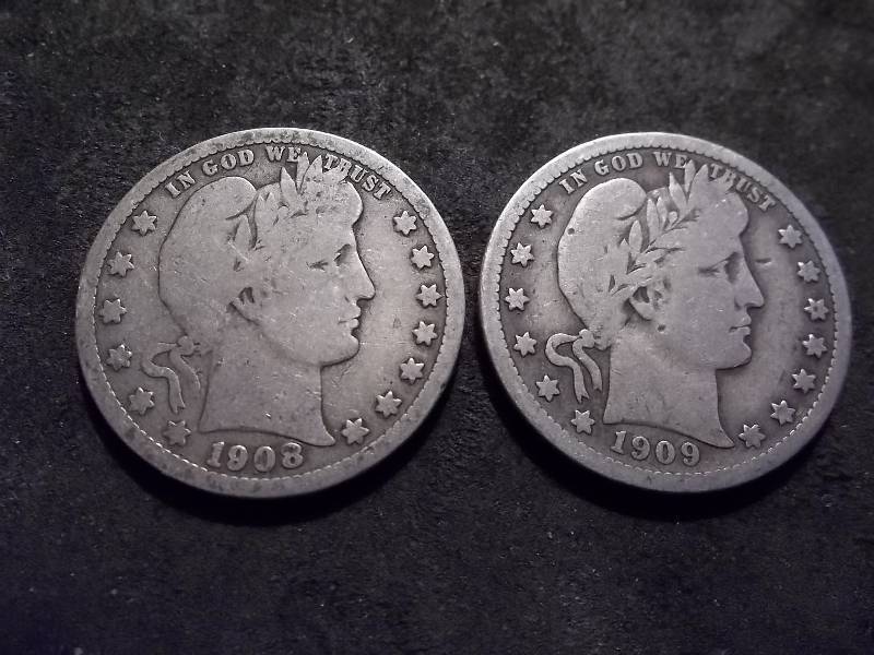 1908 D, 1909 Barber Quarters