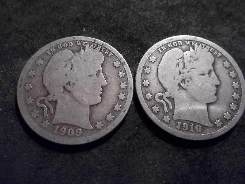 1909 D, 1910  Barber Quarters