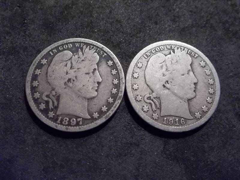 1897, 1916 D Barber Quarters