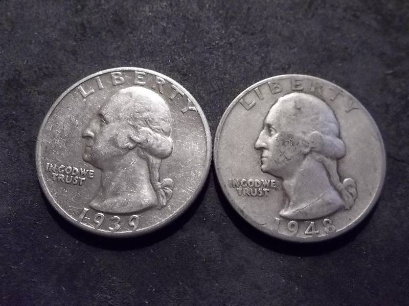 1939 D, 1948 S Washington Quarters