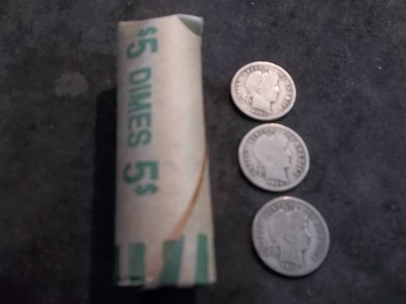 Full Roll Of Barber Dimes (50 In Coin Wrap) See Samples