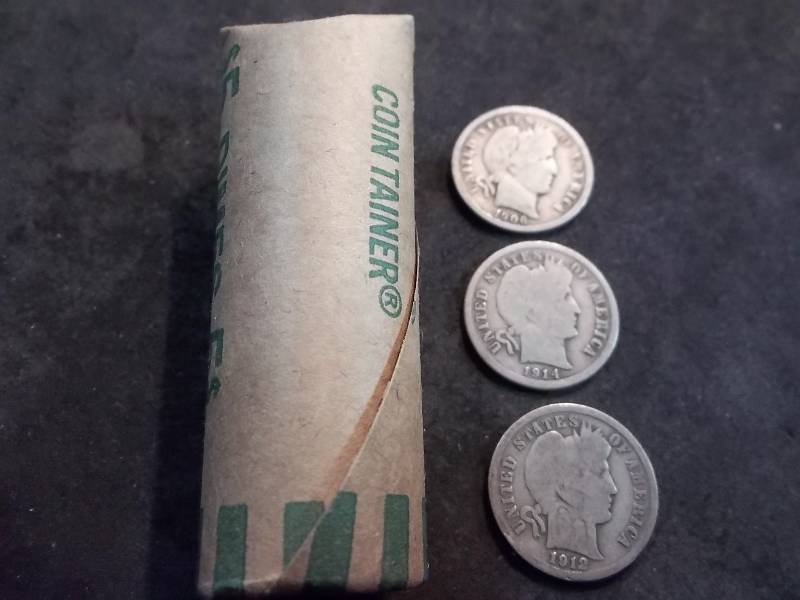 Full Roll Of Barber Dimes (50 In Coin Wrap) See Samples