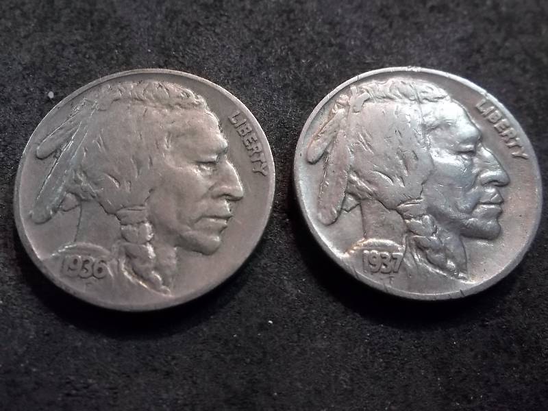 1936, 1937 D Buffalo Nickels