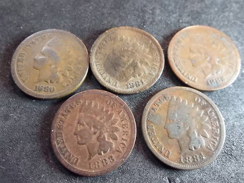 1880, 1881, 1882, 1883, 1884 Indian Head Cents