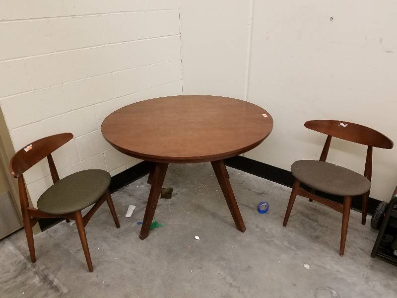 lot 71 image: Flamingo medium brown dining table  two chairs