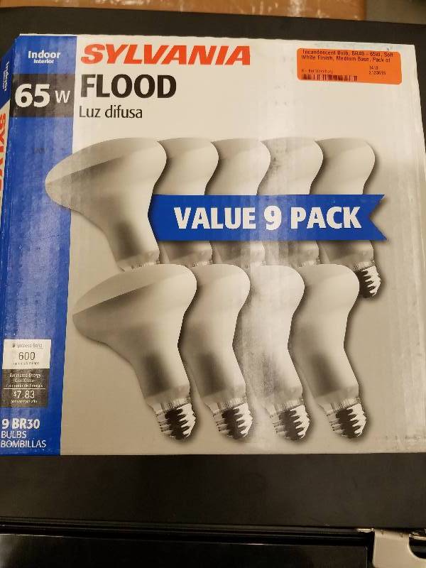 lot 98 image: 65 Watt BR30 Flood Light Bulbs 9-Pack (Qty.37)