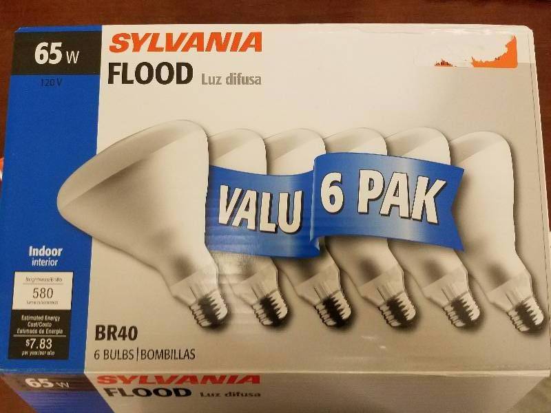 lot 99 image: Incandescent Bulb, BR40-65W, Soft White Finish, Medium Base, Pack of 6 (Qty.26)