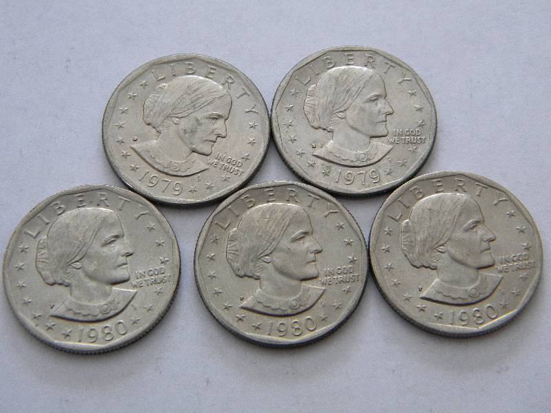 5 Susan B. Anthony Dollars