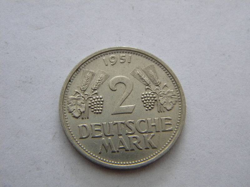 1951 G  2 Deutsche Mark (Rare Mint Mark) (Germany)